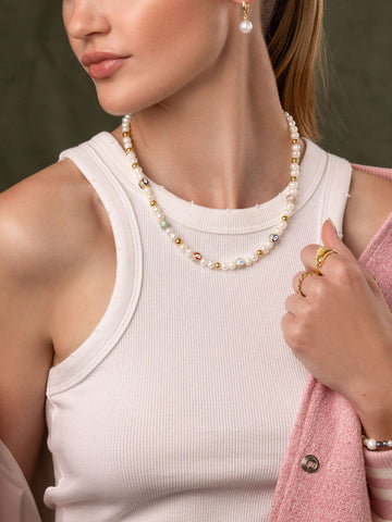 Nialaya Women's Necklace Women's Evil Eye Pearl Necklace 20 Inches / 50.8 cm WNECK_277